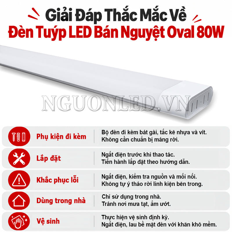 Những thắc mắc thường gặp khi sử dụng đèn LED bán nguyệt oval 80W