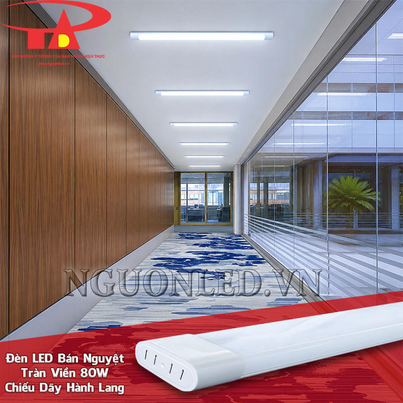 Đèn bán nguyệt tràn viền 80W lắp nối tiếp theo chiều dài hành lang để dẫn hướng lối đi