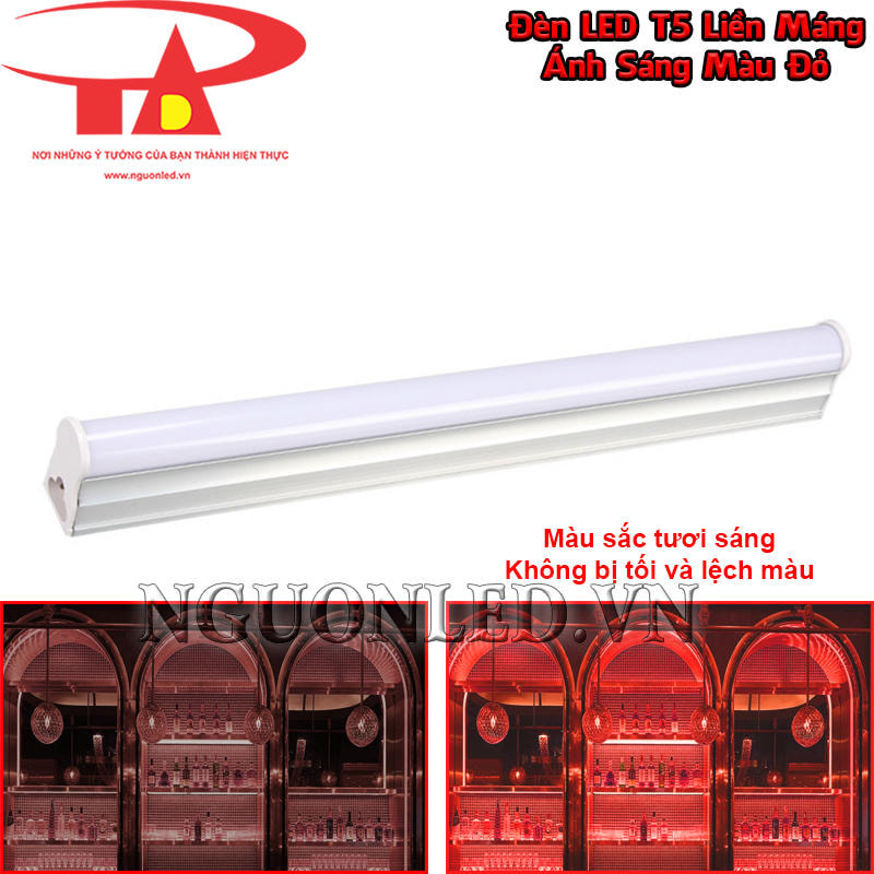Đèn LED T5 màu đỏ tươi sáng, không bị tối và lệch màu
