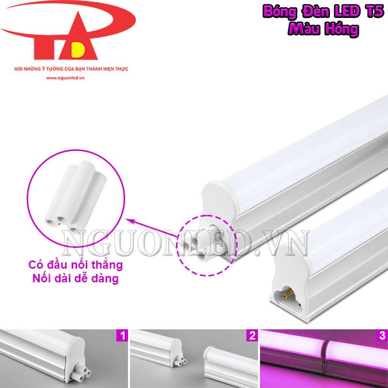 Bóng đèn LED T5 màu hồng nối dài dễ dàng bằng đầu nối thẳng