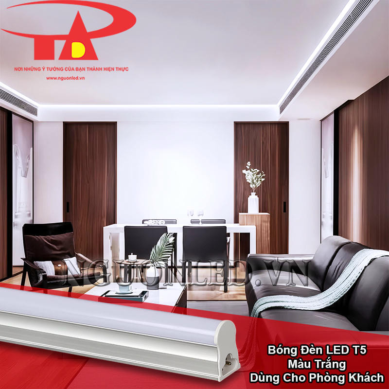 Đèn LED tuýp T5 ánh sáng trắng lắp âm trần trong phòng khách