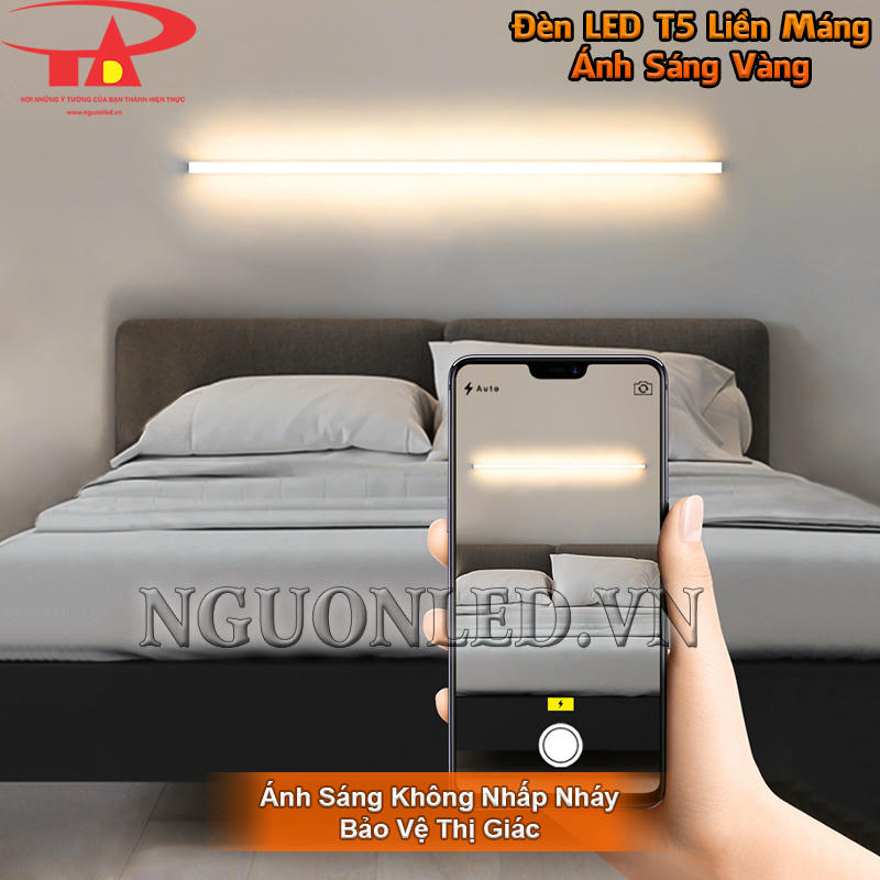 Bóng LED T5 màu vàng phát ra ánh sáng đồng đều giúp hạn chế mỏi mắt