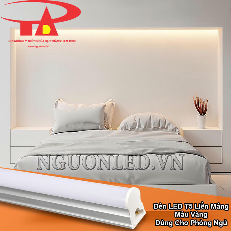 Đèn T5 màu vàng lắp âm tường trong phòng ngủ