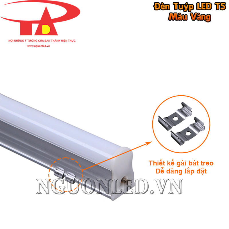 Bóng đèn LED T5 ánh sáng vàng thiết kế gài bát treo, dễ dàng lắp đặt