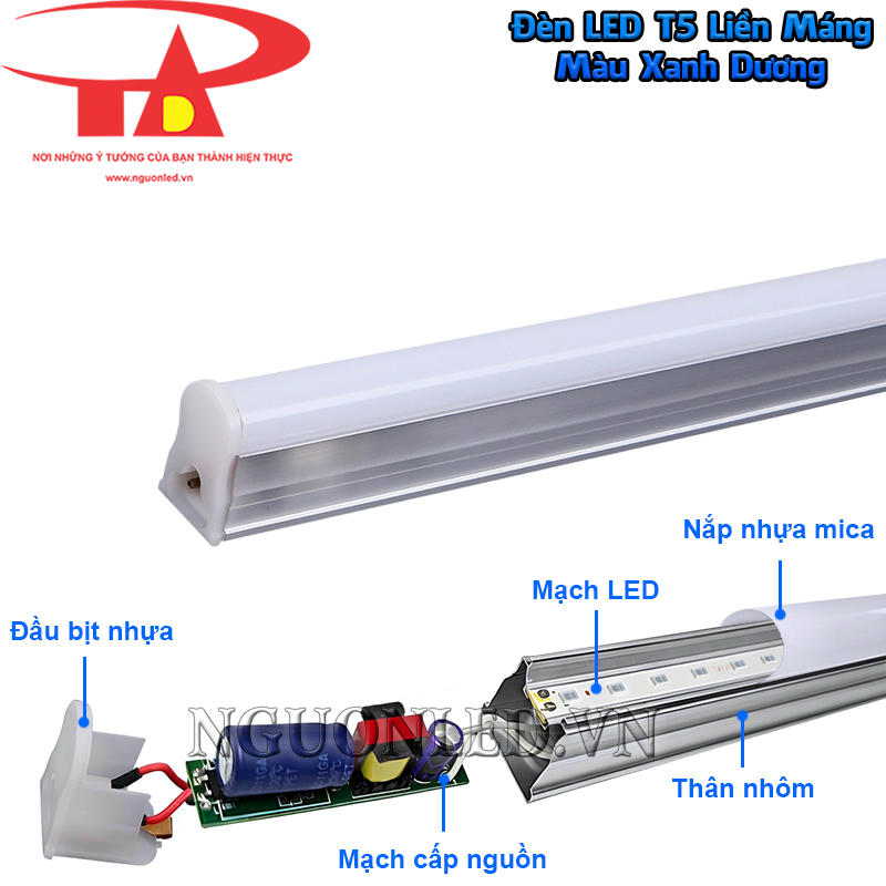 Đèn tuýp LED T5 màu xanh dương hoạt động ổn định nhờ sử dụng linh kiện chất lượng