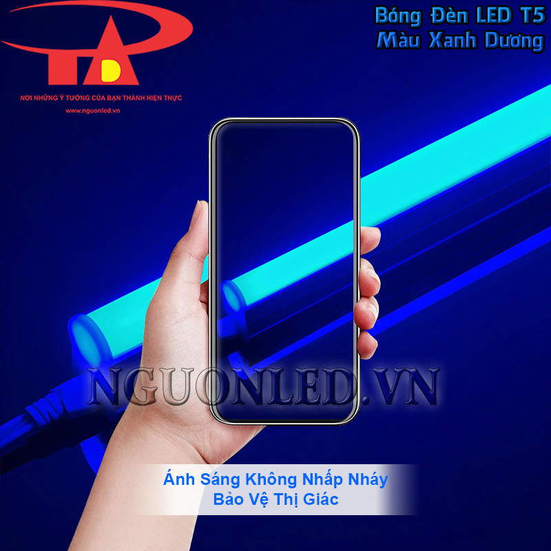 Bóng LED tuýp T5 màu xanh dương bảo vệ thị giác với ánh áng không nhấp nháy