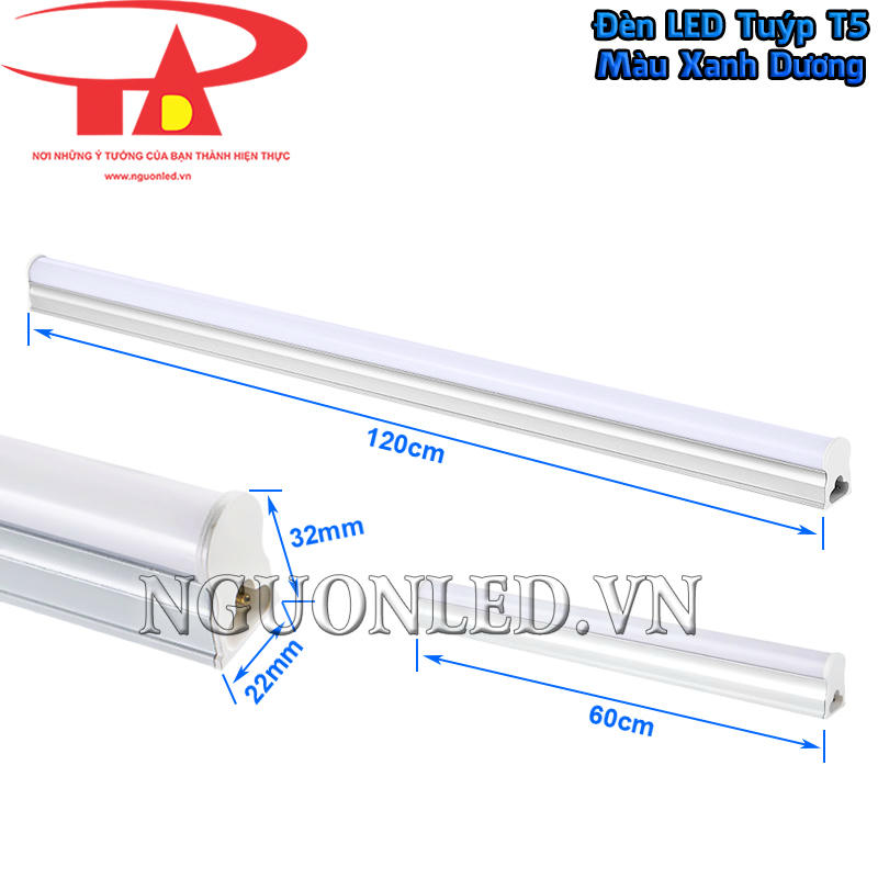 Đèn LED T5 ánh sáng màu xanh dương kích thước nhỏ gọn