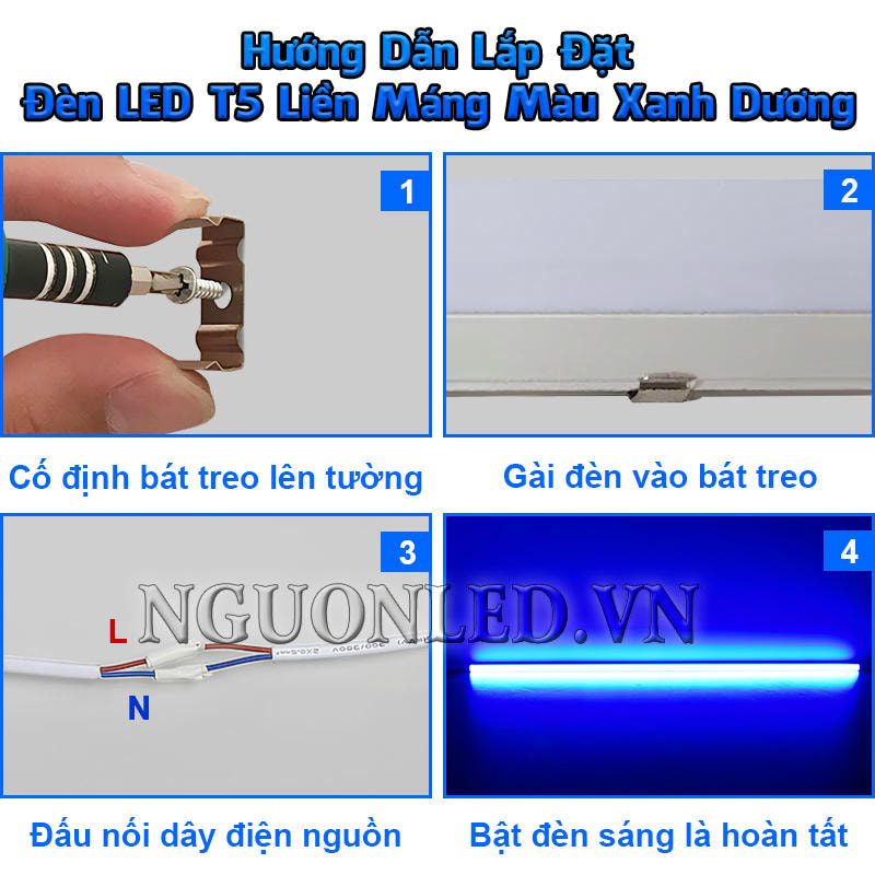 Hướng dẫn lắp đặt đèn LED T5 màu xanh dương đúng quy trình, an toàn