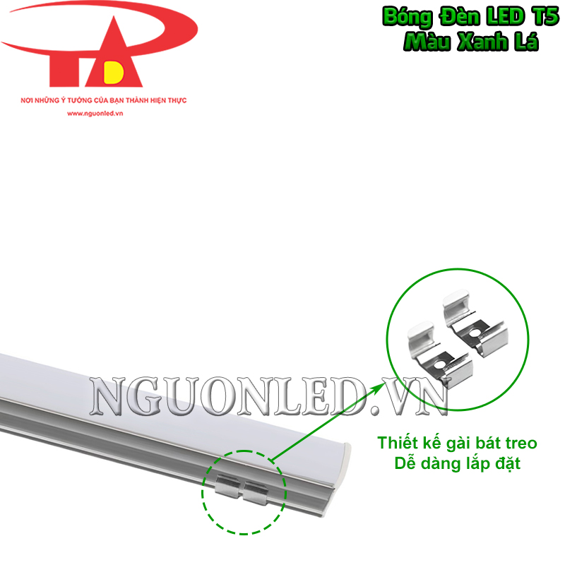Đèn T5 liền máng lắp với bát treo giúp cố định dễ dàng
