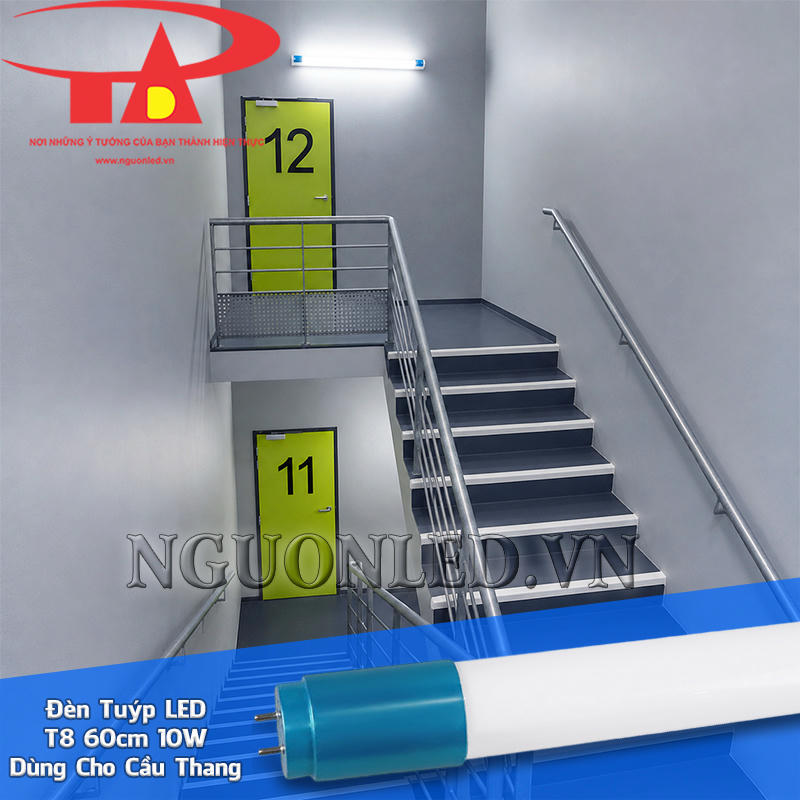 Bóng đèn tuýp LED 10W bố trí bổ sung ánh sáng cho tuyến cầu thang