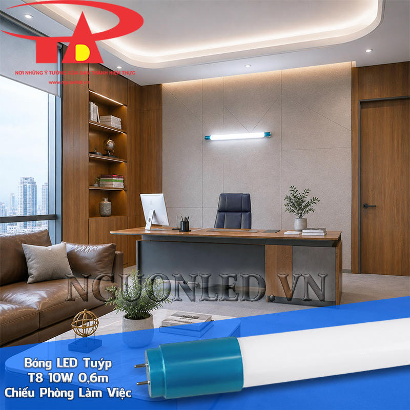 Đèn tuýp LED T8 10W bổ sung nguồn sáng cho bàn làm việc, làm rõ tài liệu, thiết bị và vùng thao tác thường dùng