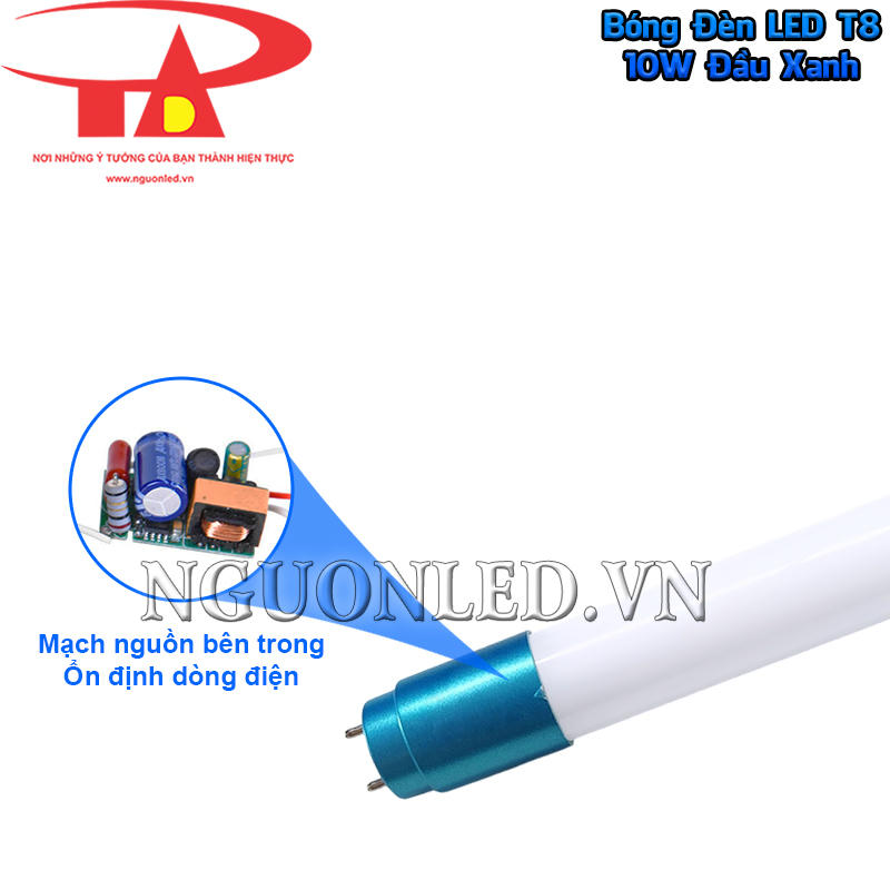 Đèn LED tuýp 10W tích hợp mạch nguồn trong thân, xử lý điện áp 85~265V AC trước khi cấp cho dãy LED