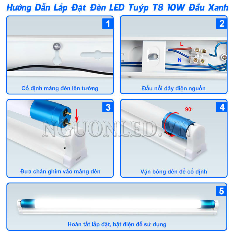 Cách lắp bóng tuýp LED T8 10W theo trình tự đơn giản, dễ thực hiện