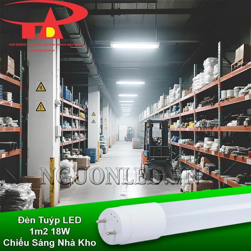 Đèn tuýp LED T8 18W lắp trong khu vực nhà kho