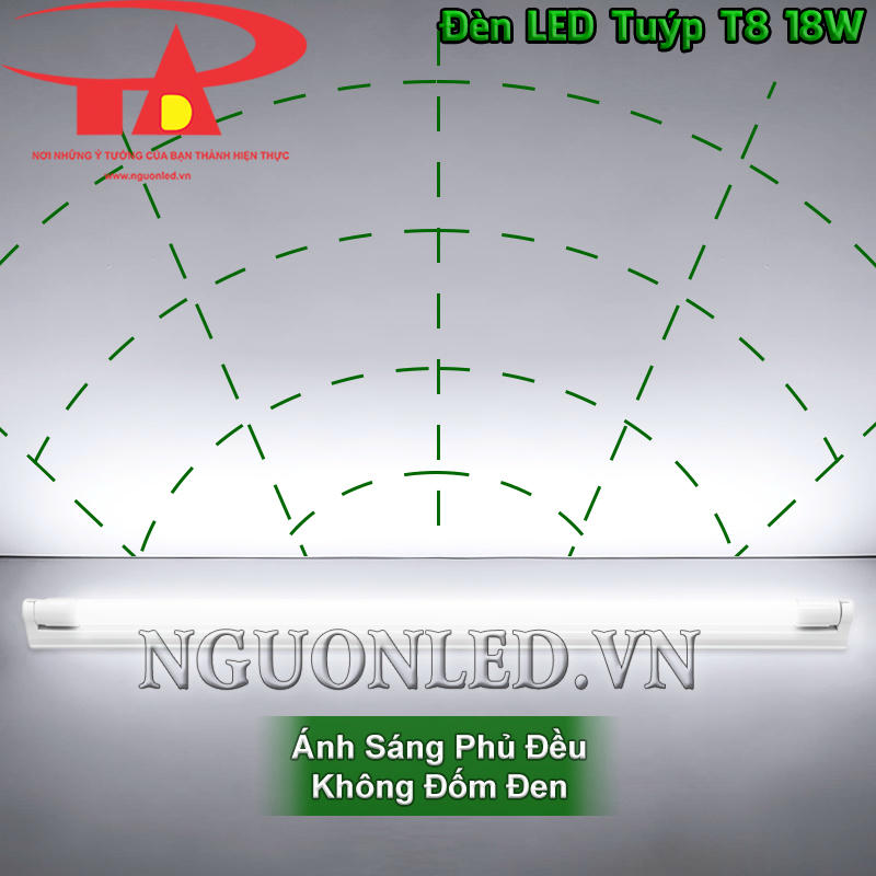 Đèn tuýp LED T8 18W phát ánh sáng đều dọc thân bóng
