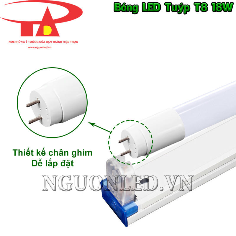Đèn tuýp LED 1m2 18W thiết kế chân ghim, dễ lắp đặt