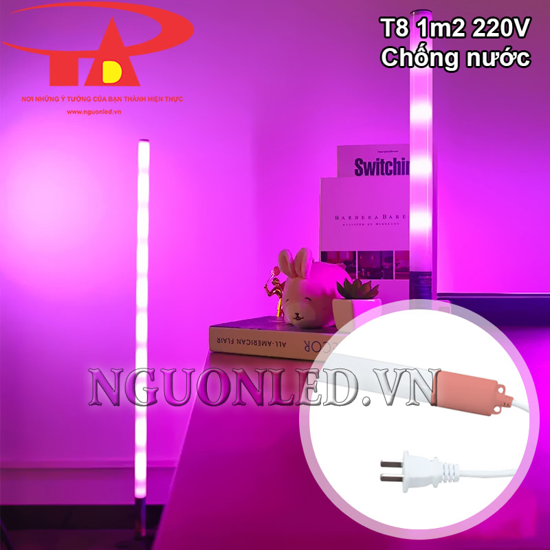 Led tuýp T8 1m2 ánh sáng hồng chống nước