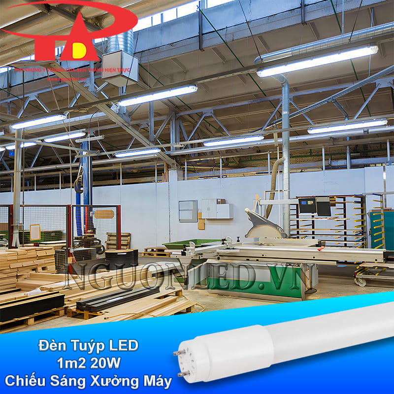 Bóng tuýp LED 20W dùng cho khu vực xưởng máy