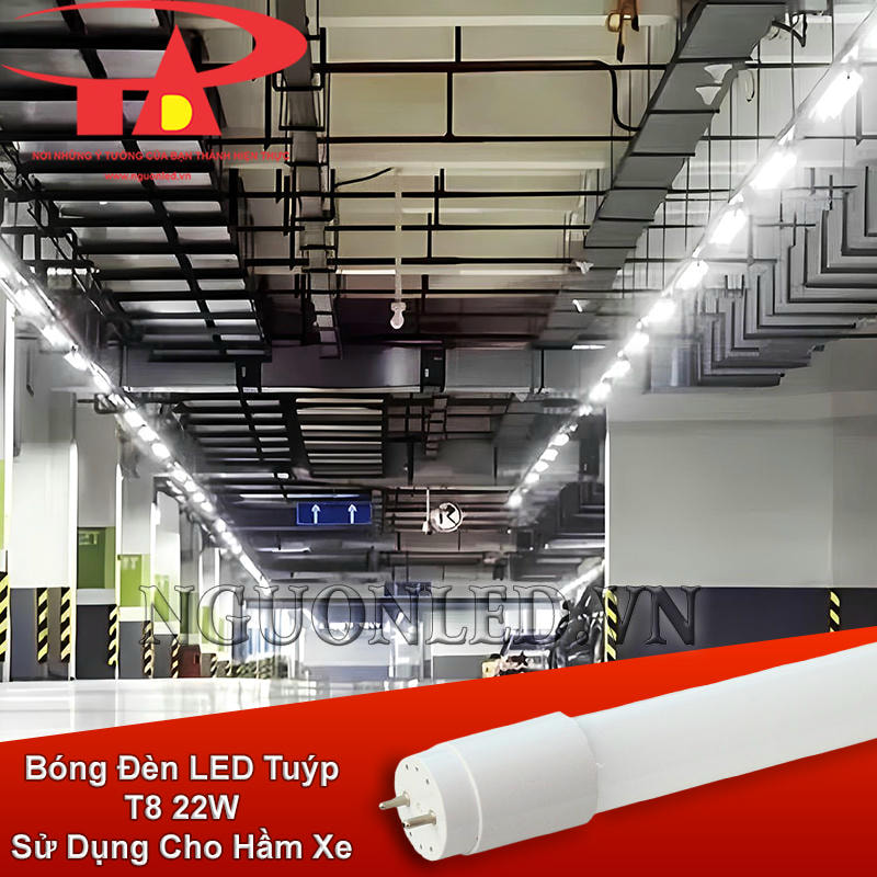 Bóng đèn LED tuýp T8 22W chiếu sáng hầm xe giúp dễ dàng di chuyển