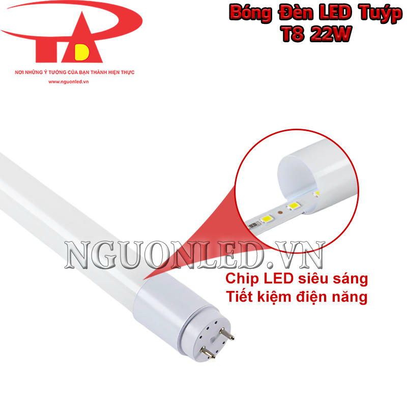 Đèn tuýp LED T8 22W sử dụng chip LED 2835 cho ánh sáng ổn định và tiết kiệm điện