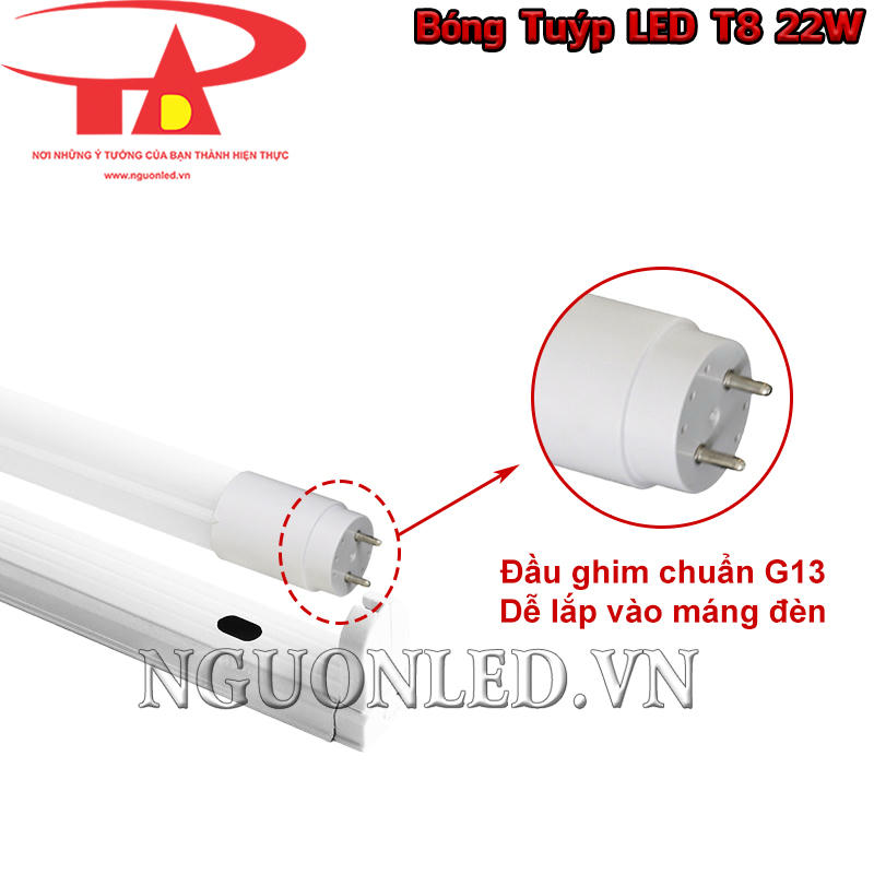 Đèn LED tube T8 22W tích hợp đầu ghim G13