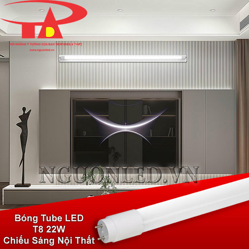 Đèn LED tube T8 22W dùng cho nội thất với ánh sáng liền mạch
