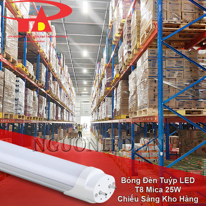 Bóng đèn LED 1m2 25W mica dùng cho kho hàng trong nhà sáng gọn hơn