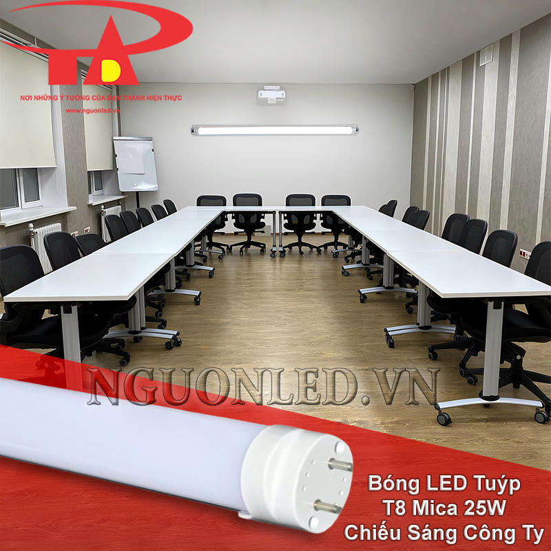 Bóng đèn LED tuýp T8 mica 25W lắp trong công ty, phòng hành chính hoặc khu làm việc cần ánh sáng ổn định