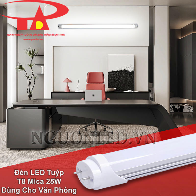 Đèn tuýp LED mica 25W chiếu sáng văn phòng, bàn làm việc sáng rõ, gọn và dễ nhìn
