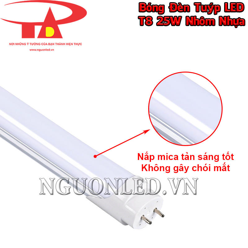 Cấu tạo nắp mica của đèn LED tuýp T8 mica 25W tản sáng tốt, giúp ánh sáng không gây chói mắt