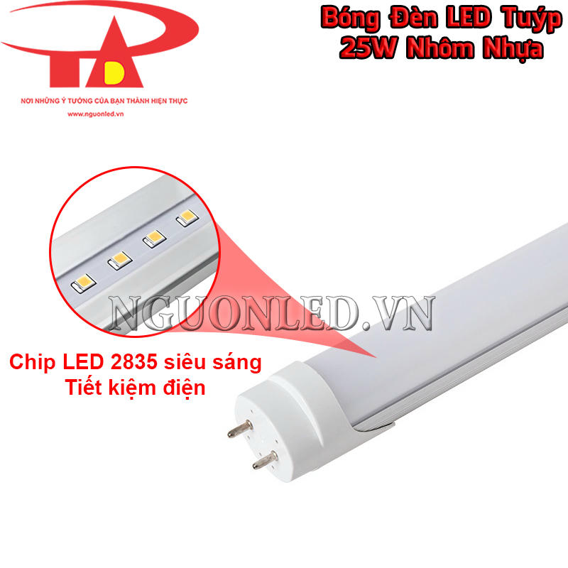 Chip LED SMD 2835 bên trong đèn tuýp LED mica 25W cho ánh sáng rõ, ổn định và tiết kiệm điện khi dùng lâu