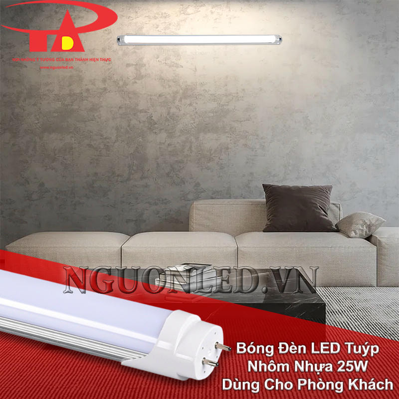 Bóng đèn LED 1m2 mica 25W lắp trong phòng khách hoặc không gian sinh hoạt giúp căn nhà sáng sủa và gọn hơn