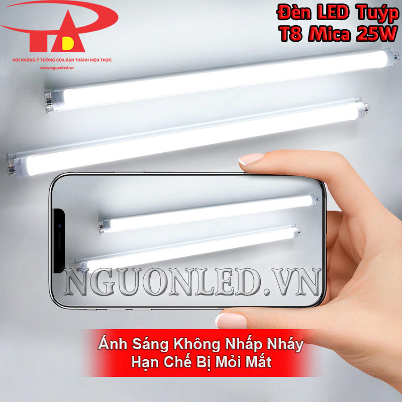 Ánh sáng ổn định của bóng đèn tuýp LED mica 25W giúp nhìn giấy tờ rõ hơn và đỡ mỏi mắt khi dùng lâu