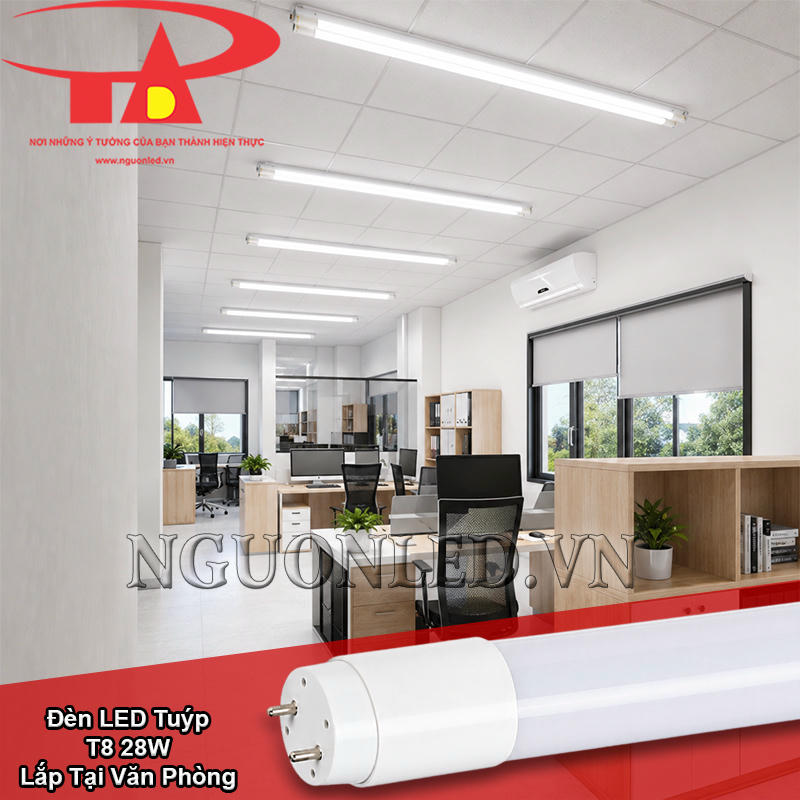 Đèn tuýp LED T8 28W cung cấp nguồn sáng đều cho văn phòng nhỏ