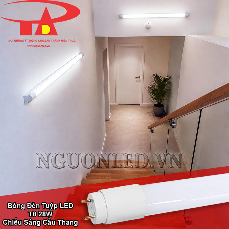 Đèn tuýp LED T8 28W chiếu sáng khu vực cầu thang trong nhà rõ ràng khi di chuyển