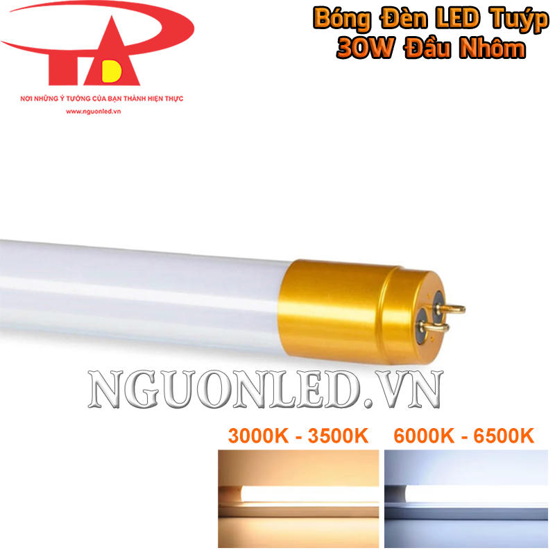 Đèn tuýp LED T8 30W với 2 tùy chọn ánh sáng trắng, vàng