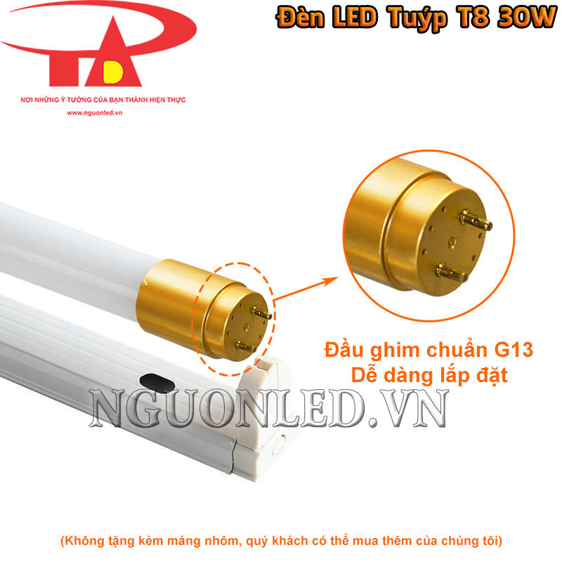 Đèn tuýp LED T8 30W tích hợp đầu ghim G13 dễ lắp đặt