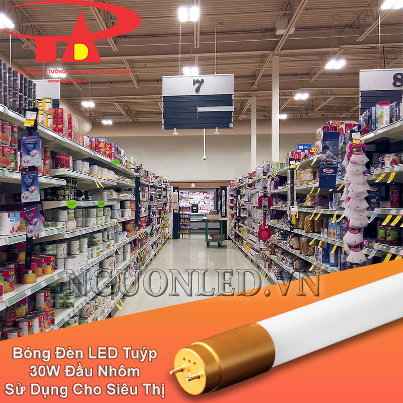 Đèn tuýp LED T8 30W ánh sáng rõ ràng, dùng cho siêu thị