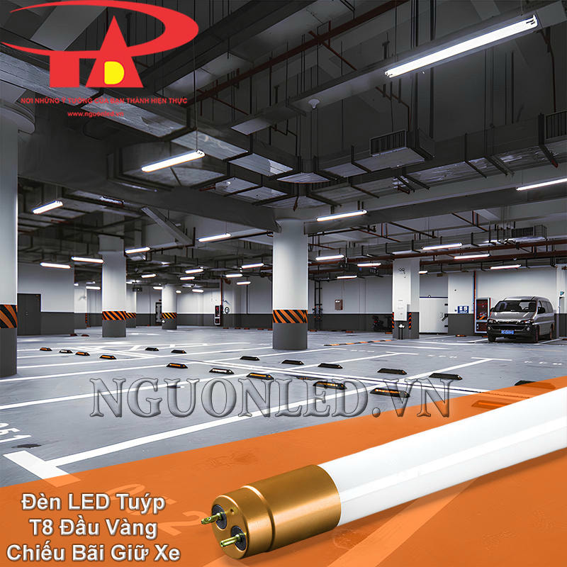 Đèn LED tuýp T8 32W đầu vàng sử dụng cho bãi giữ xe
