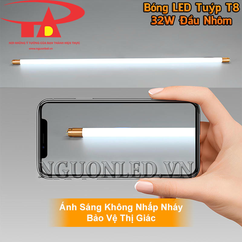 Đèn tuýp T8 đầu vàng ánh sáng không nhấp nháy giúp bảo vệ mắt