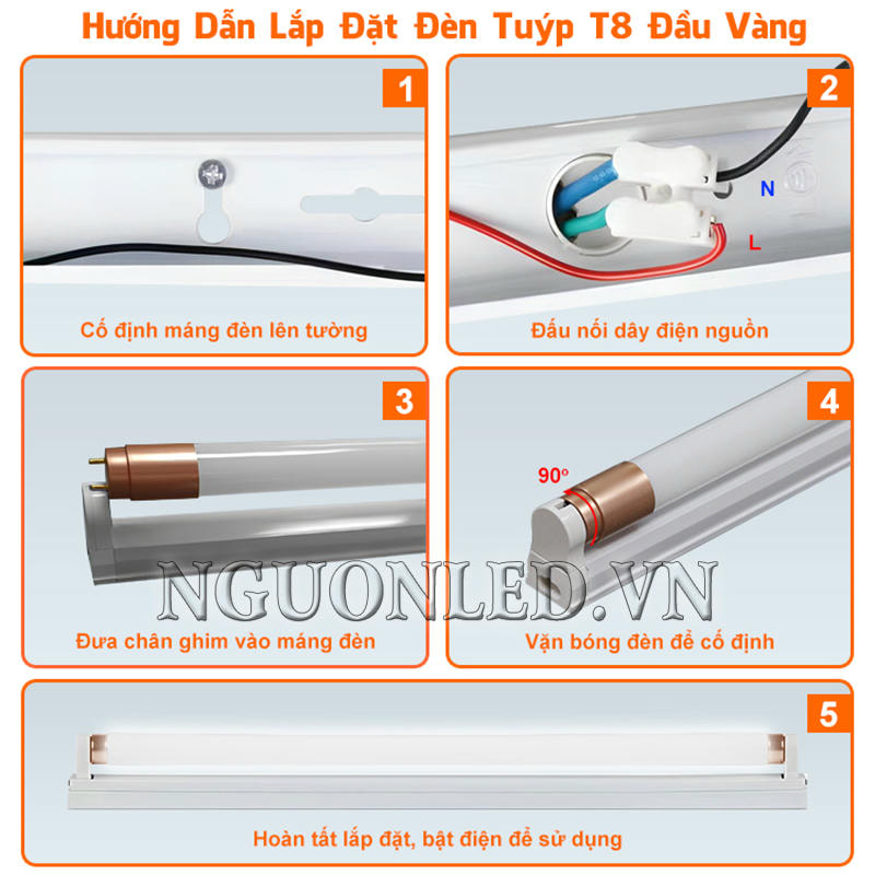 Hướng dẫn lắp đặt đèn tuýp T8 đầu vàng đơn giản, dễ hiểu