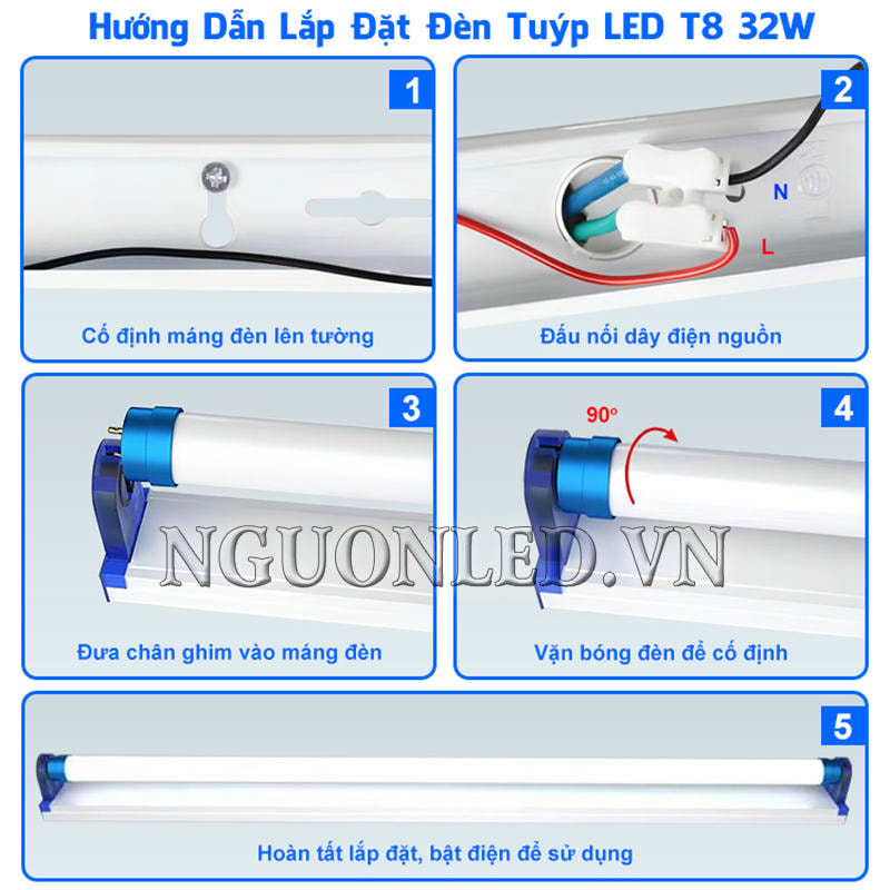 Hướng dẫn lắp đặt đèn tuýp LED T8 32W dễ thực hiện