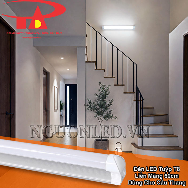 Bóng đèn LED T8 liền máng 60cm dùng cho góc cầu thang nhỏ
