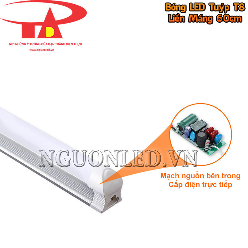 Mạch nguồn tích hợp bên trong đèn tuýp LED T8 liền máng 0.6m giúp cấp điện trực tiếp