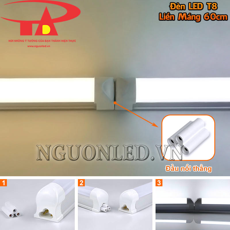 Đầu nối thẳng dùng để nối các thanh đèn LED tuýp T8 liền máng 60cm