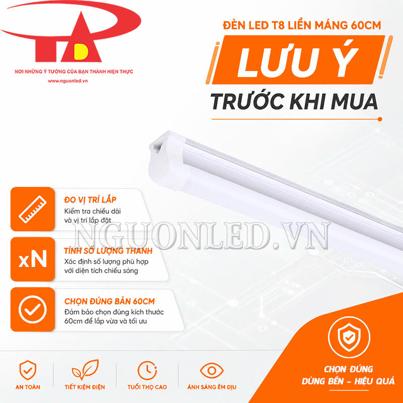 Những lưu ý trước khi mua đèn tuýp LED T8 liền máng 60cm