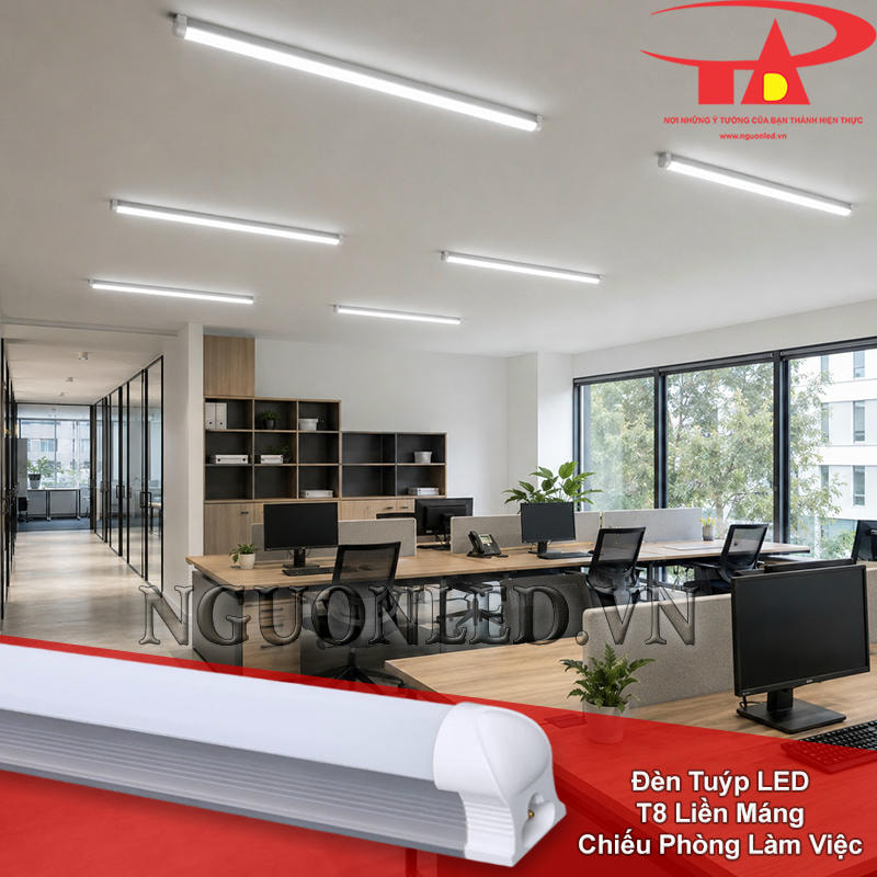 Bóng đèn tuýp LED T8 liền máng dùng cho khu vực phòng làm việc