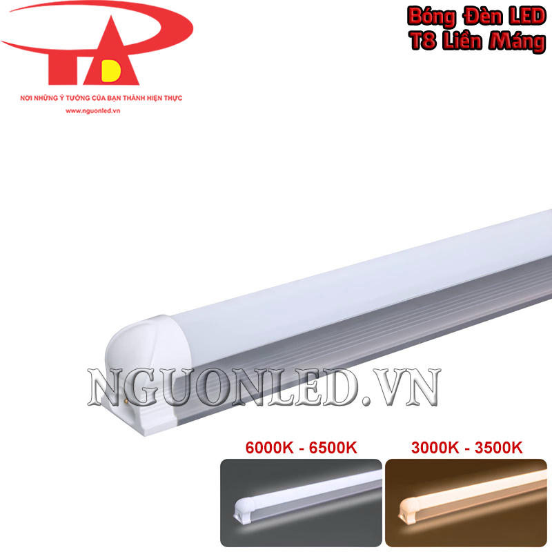 Bóng LED T8 liền máng tùy chọn 2 màu ánh sáng