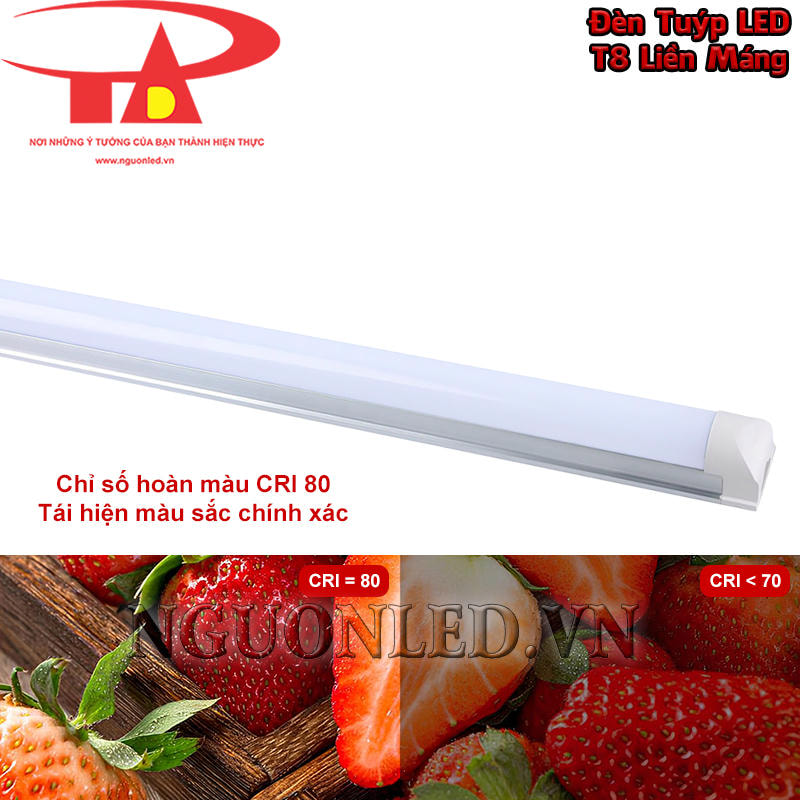 Đèn LED tuýp T8 liền máng CRI 80, tái hiện màu chính xác