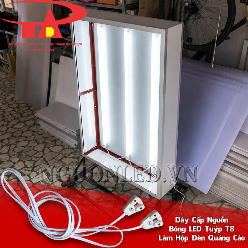 Dây cấp nguồn đèn tuýp LED T8 dùng cho các bóng bố trí trong khoang hộp đèn quảng cáo phía sau mặt hiển thị